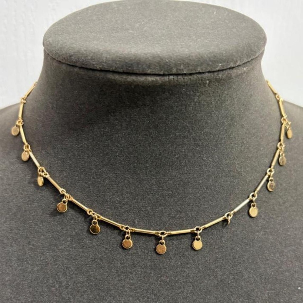 Dainty Choker Gold Disc Charm & Bar Flawed Boho minimalist resort wear daily
